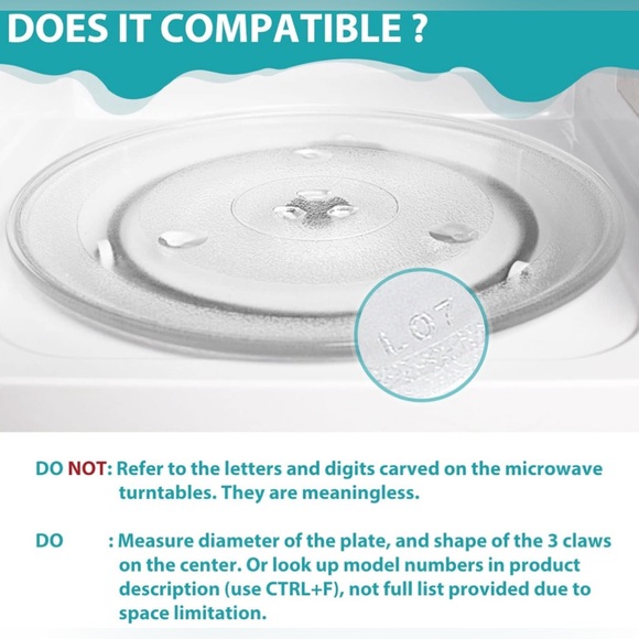 12.5" Microwave Glass Plate for GE, Frigidaire 12 1/2 inch Replacement Microwave - Picture 5 of 9